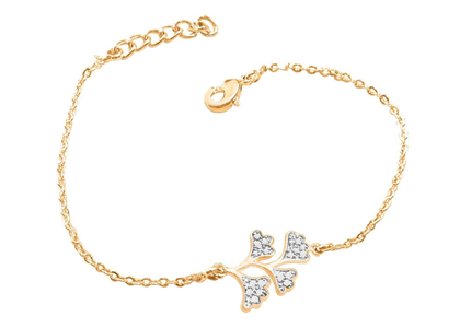 Gold Plated CZ Studded Leaf Shape Bracelet